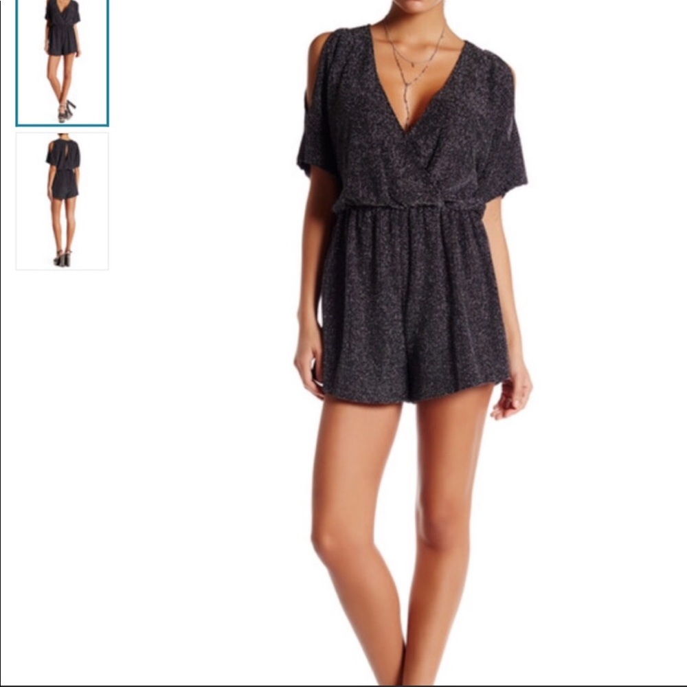 ASTR Nordstrom Sparkly Cold Shoulder Romper